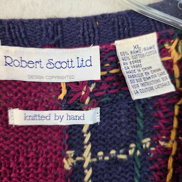 Hand Knitted Patchwork Cardigan XL by Robert Scott Ltd Grannycore Deadstock - Picture 3 of 8